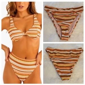 New! Dippin Daisys Seashore High Waisted Bikini Bottom chevron 10682